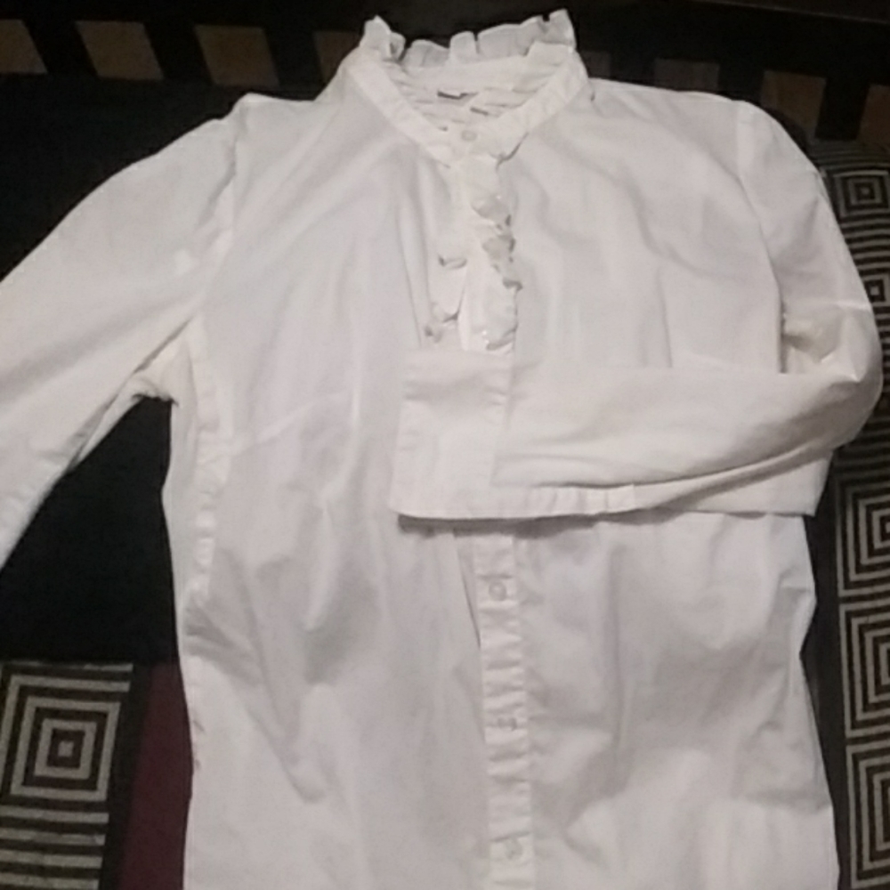 Long Sleeved White Maternity Blouse